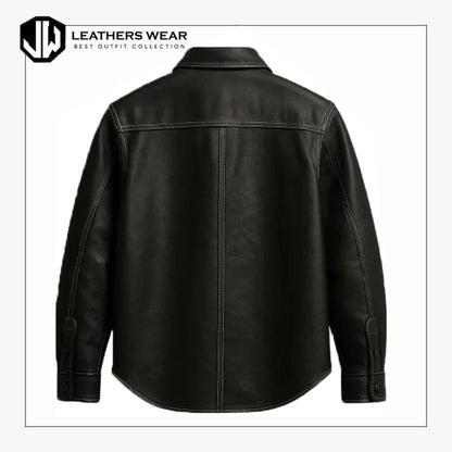 Mens Black Leather Shirt