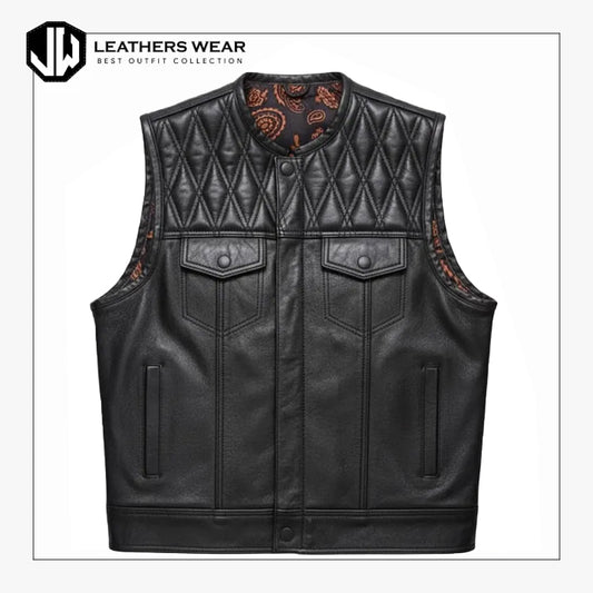 Mens Black Leather Vest