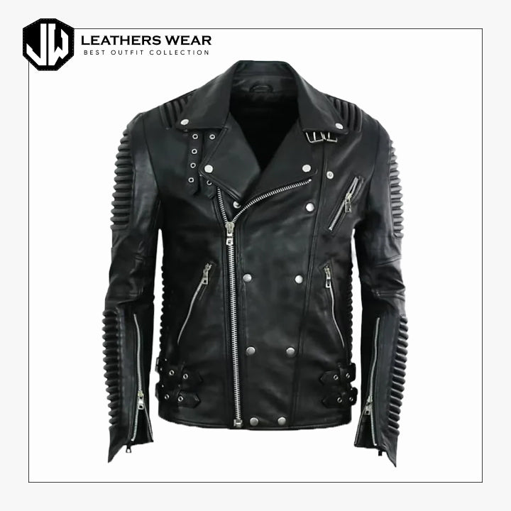 MensBlackMotorcycleLeatherJacket