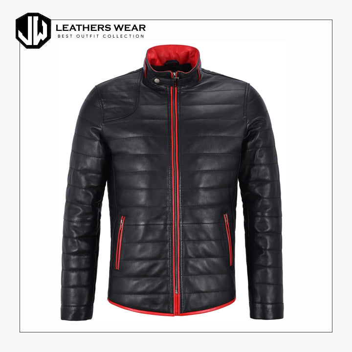 Mens Black Quilted Leather Jacket