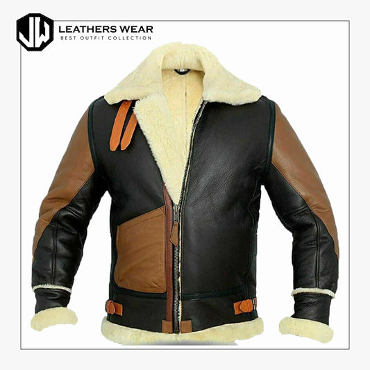 Mens Bomber Aviator Leather Jacket