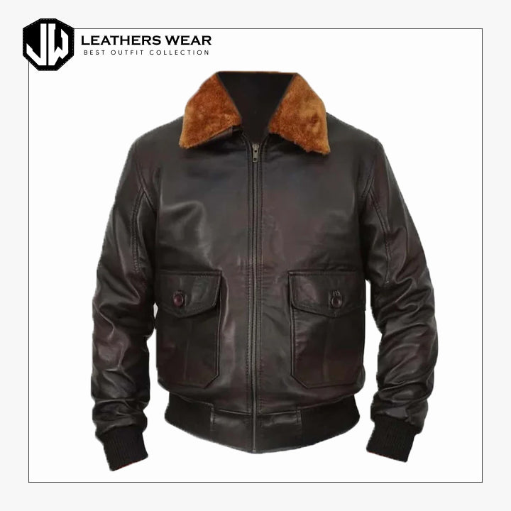 Mens Brown Flight Pilot Leather Jacket