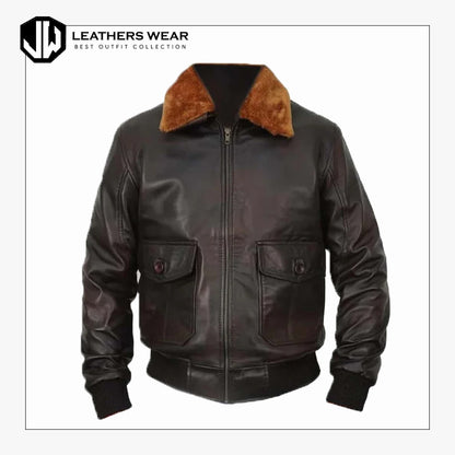 Mens Brown Flight Pilot Leather Jacket