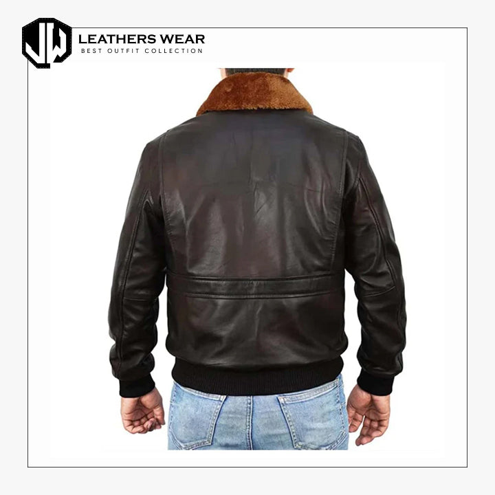 Mens Brown Flight Pilot Leather Jacket