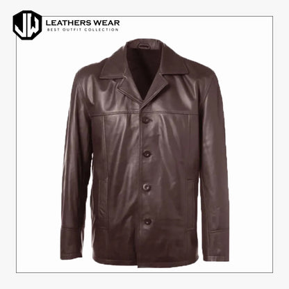 Mens Brown Leather Blazer