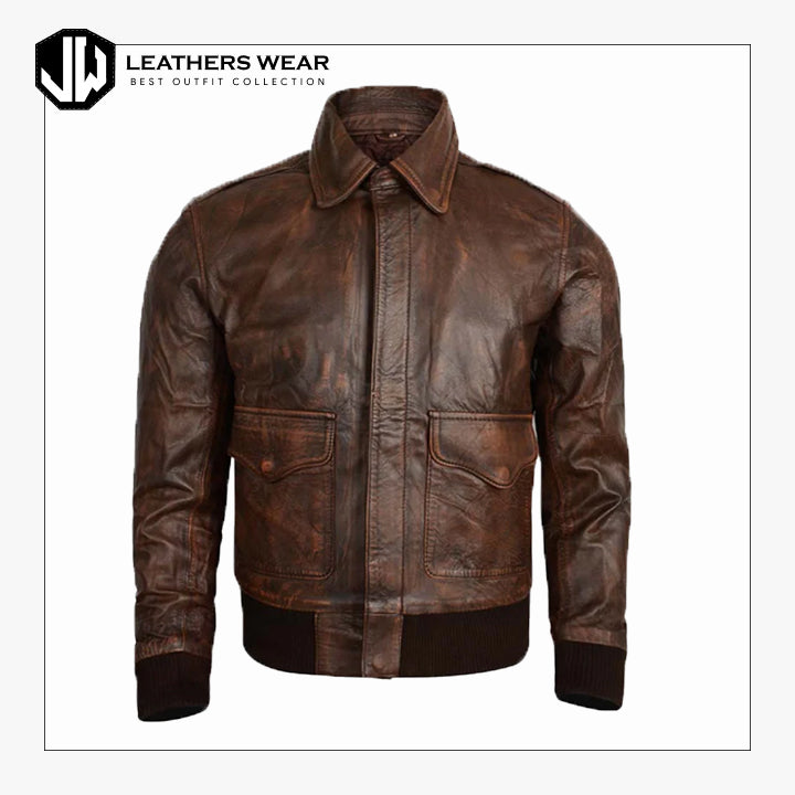 MensBrownLeatherBomberJacket