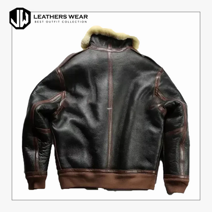 Mens Brown Shearling Bomber Jacket