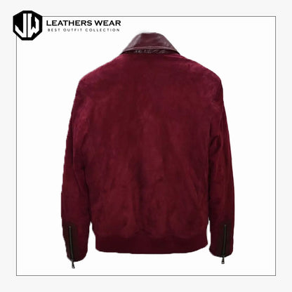 Mens Burgundy Premium Suede Leather Jacket