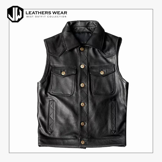 Mens Cowhde Vinatge Leather Vest