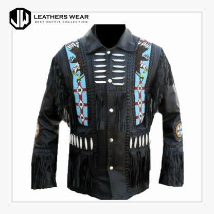 Mens Cowhide Leather Jacket Western