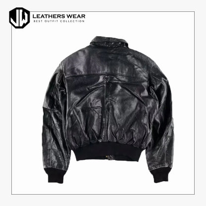 Mens Distressed Black Bomber Leather Jacket