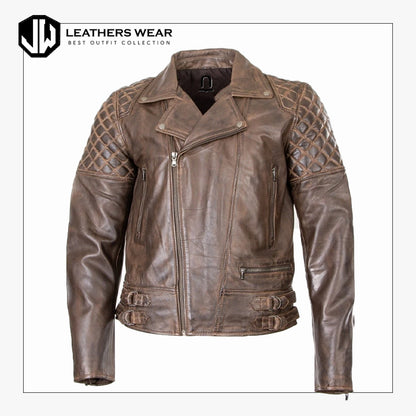 Mens Distressed Brown Leather Jacket