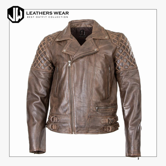 Mens Distressed Brown Leather Jacket
