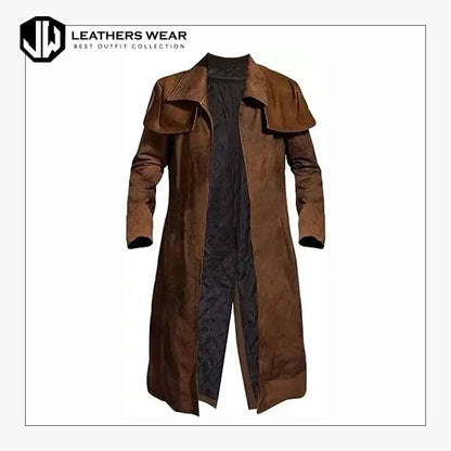 Mens Fallout Duster Brown Leather Coat