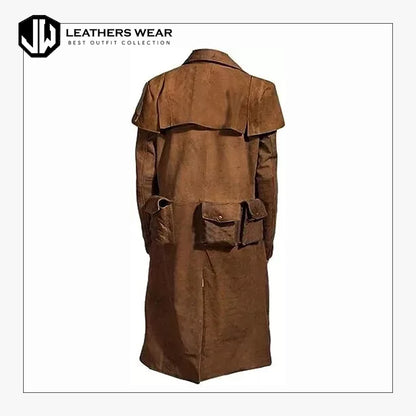 Mens Fallout Duster Brown Leather Coat