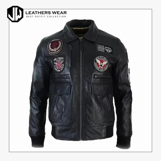 MensFlightBlackLeatherJacket