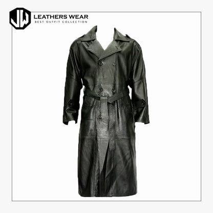 Mens Genuine Lambskin Trench Long Coat