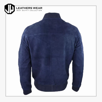 Mens Genuine Suede Leather Bomber Jacket