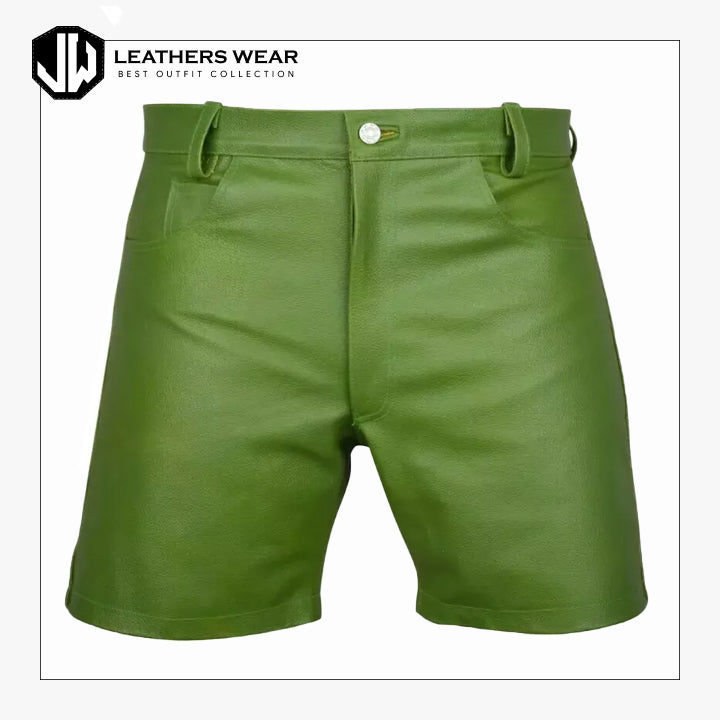 Mens Green Cow Leather Short