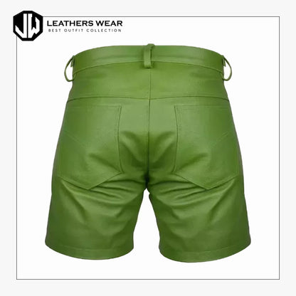 Mens Green Cow Leather Short