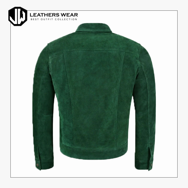 Mens Green Suede Leather Shirt