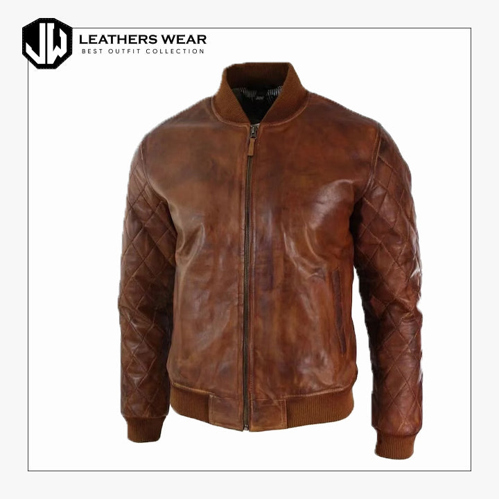 Mens Handmade Brown Genuine Leather Jacket