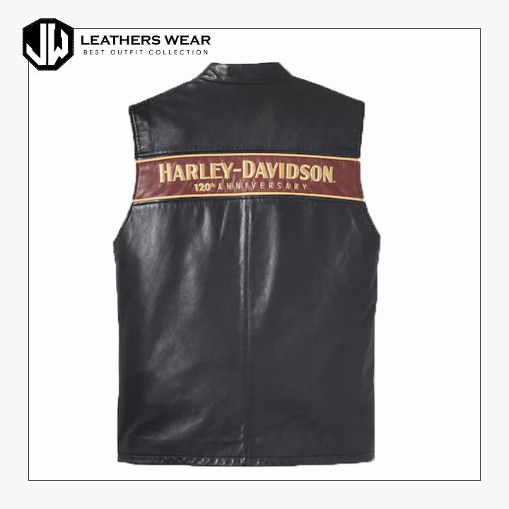 MensHarleyDavidsonBlackLeatherVest1