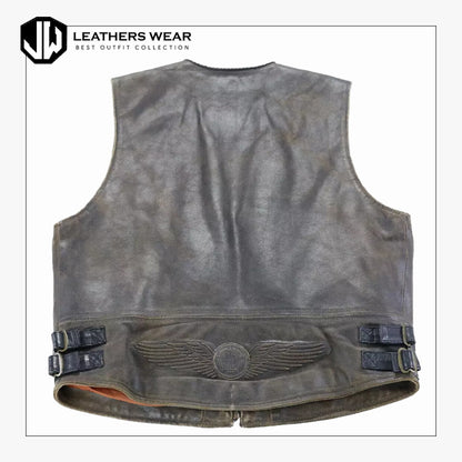 Mens Harley Davidson Vest Brown Distressed