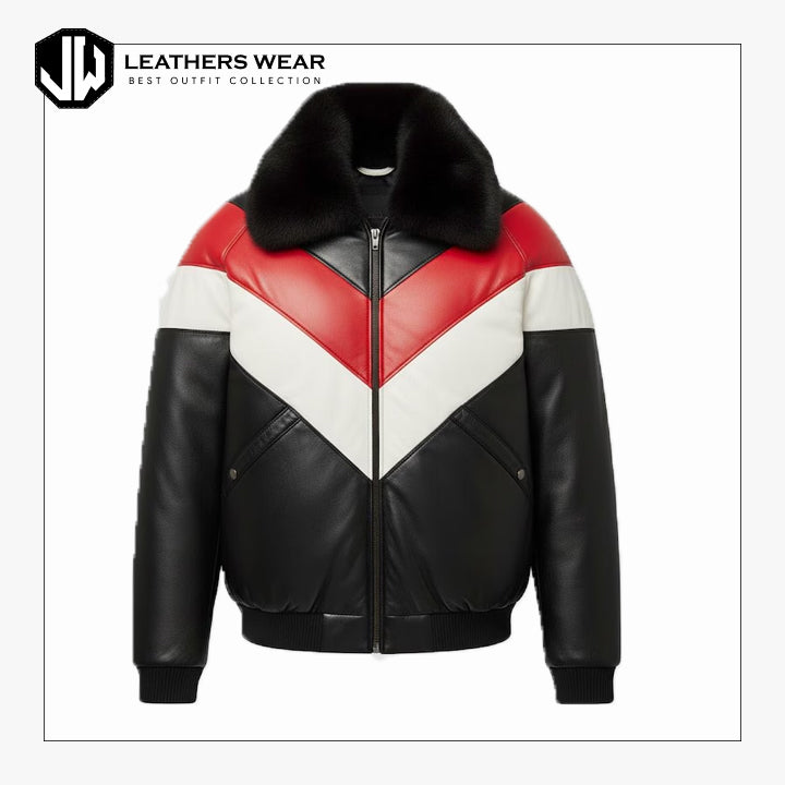 Mens Lambskin Leather Bomber Jacket