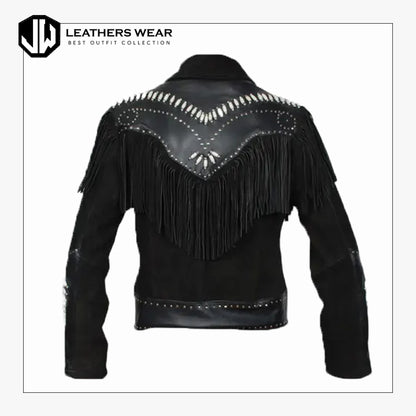Mens Leather Fringe Jacket Western