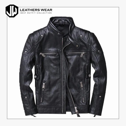 Mens Leather Moto Jacket