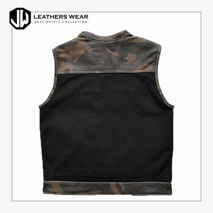 Mens Black Leather Motorcycle Vest