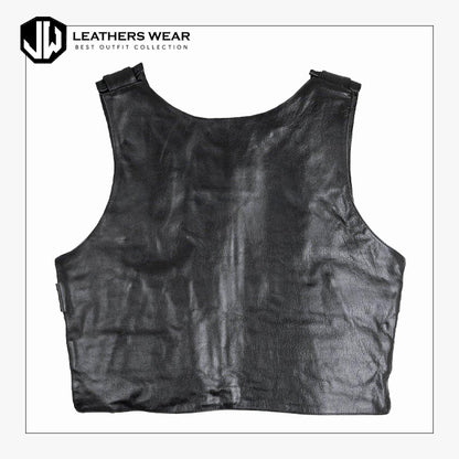 Mens Black Style Leather Motorcycle Vest