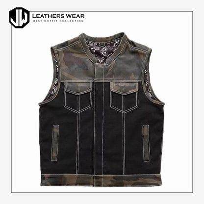 Mens Black Leather Motorcycle Vest