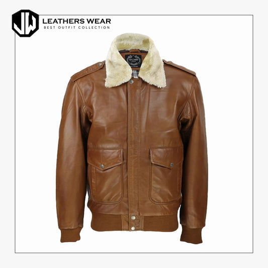 Mens Leather Tan Brown Vintage Jacket