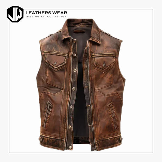 Mens Leather Vests Leathers Wear