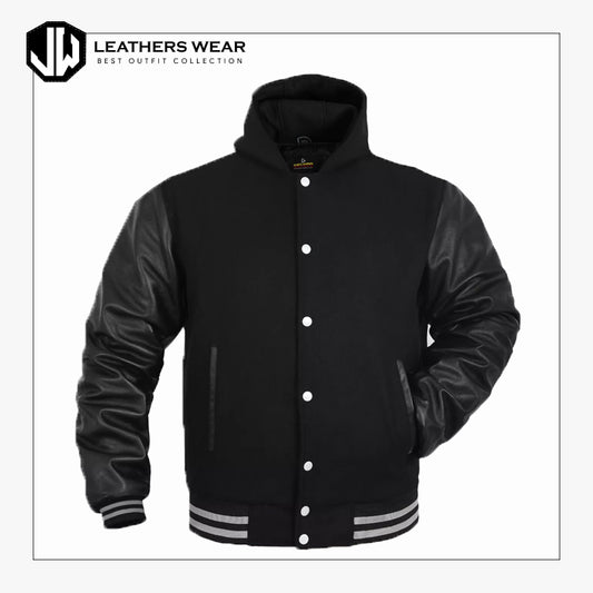 Mens Letterman Jacket with Hood