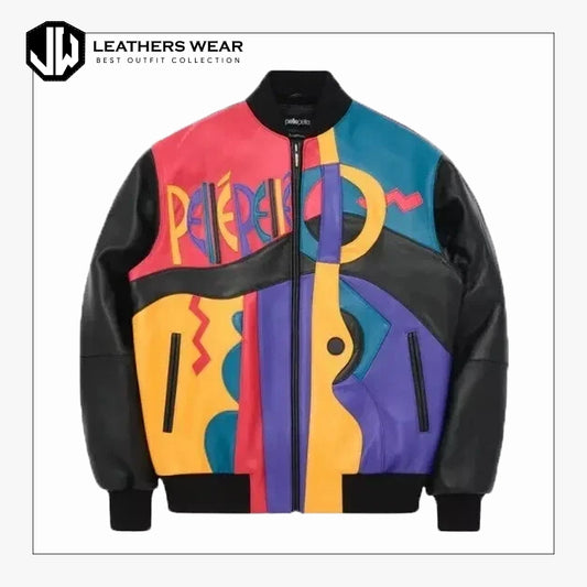 Mens Plush Abstract Style Bomber Jacket