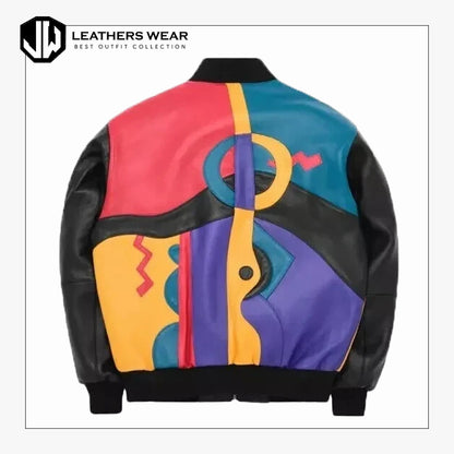 Mens Plush Abstract Style Bomber Jacket