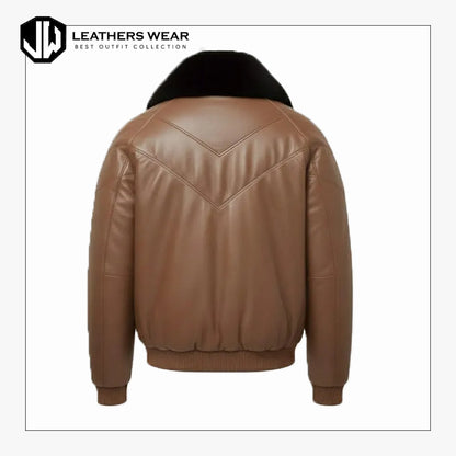 Mens Pure Leather Puffer Jacket