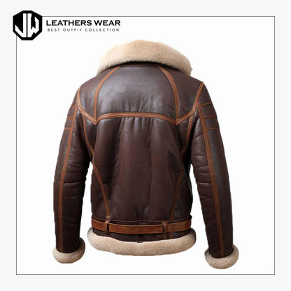 Mens Real Leather Fur Biker Jacket