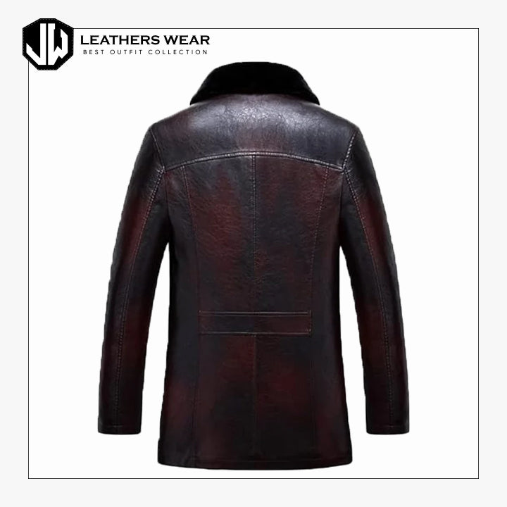 Mens Shearling Brown Leather Coat Leathers Wear