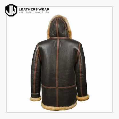 Mens Shearling Coat with Hood