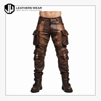 Mens Sheep Leather Cargo Pants