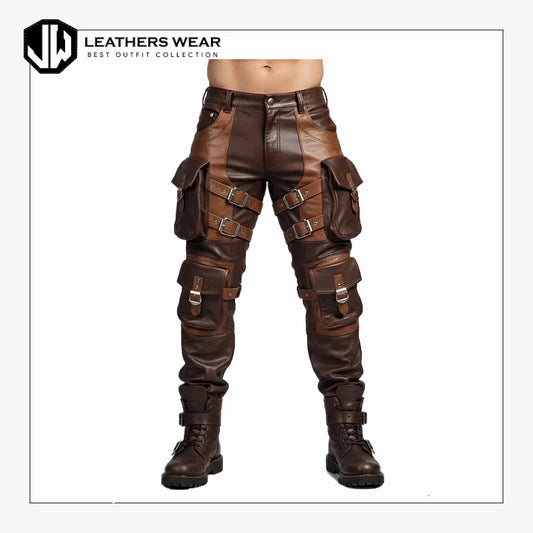 Mens Sheep Leather Cargo Pants