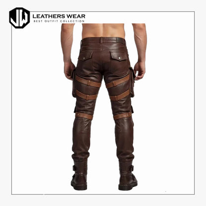 Mens Sheep Leather Cargo Pants