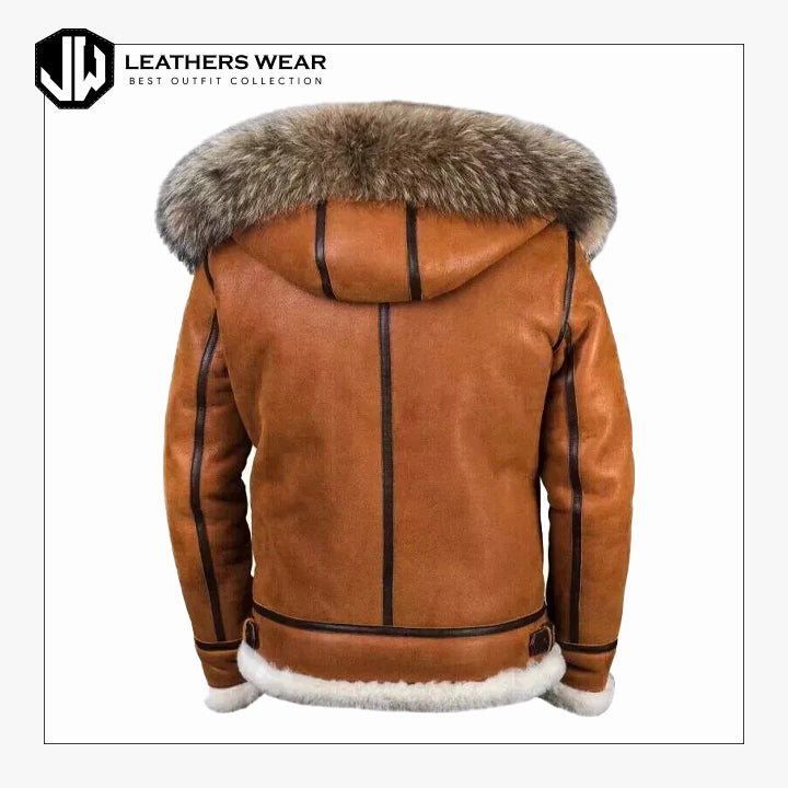 Mens Sherpa Lined Leather Jacket