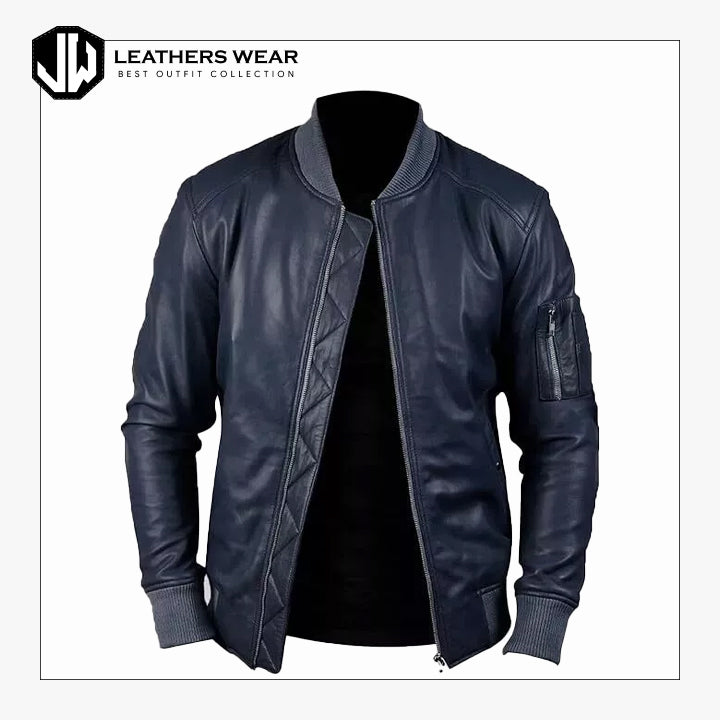 Mens Soft Leather Vintage Bomber Jacket