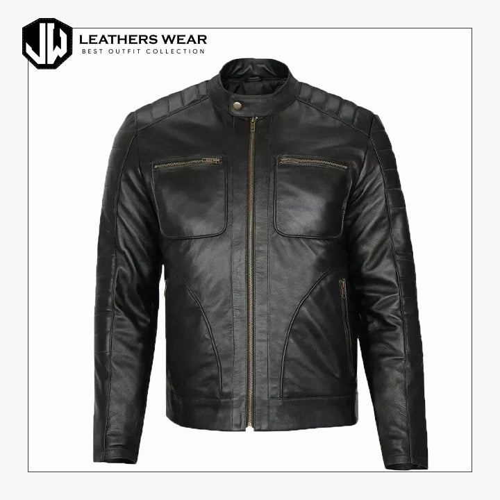 MensVintageBlackLeatherJacket