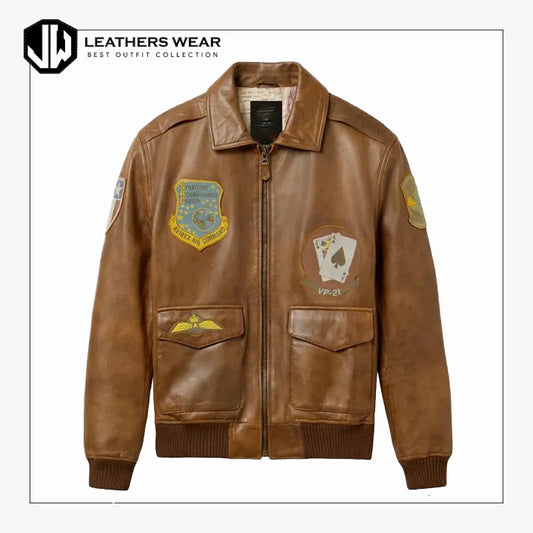 Mens Vintage Brown Aviator Jacket